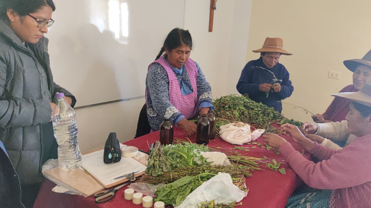Taller de tinturas en Coporaque