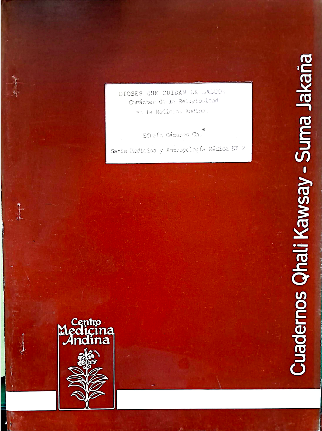 Portada de Dioses que cuidan la salud, de Efraín Cáceres Ch.